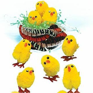 Baker Ross Mini Fluffy Chicks-paket 12, velikonočni, obrt za otroke (E432), rumena