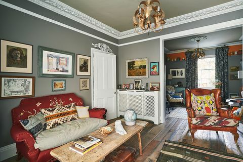 eklektična dnevna soba annie sloan v oxfordu