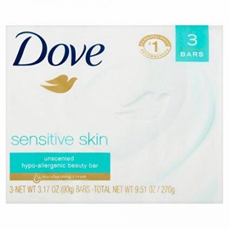 Lepotna ploščica Dove Sensitive Skin, brez vonja, 3 kosi, pakiranje po 1