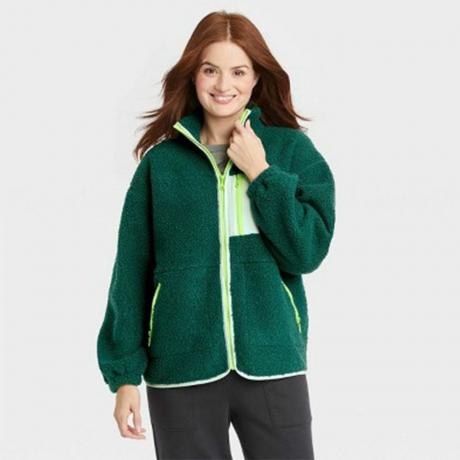 Zelena ženska šerpa jakna