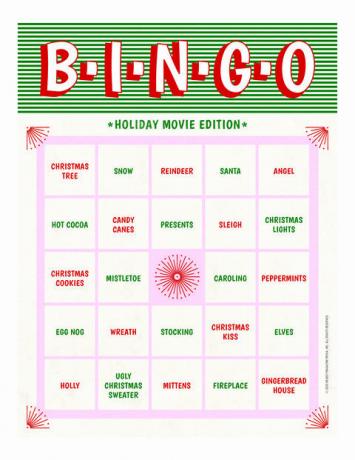 božični film bingo kartice