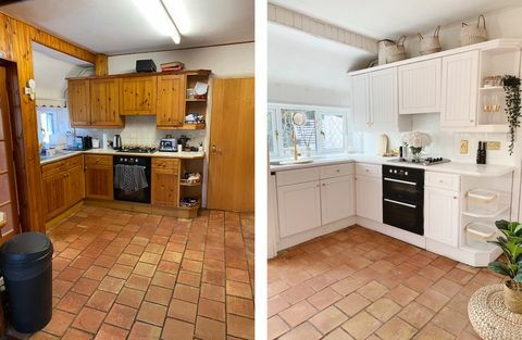 pred in po proračunski preobrazbi kuhinje z lastnimi rokami za 100