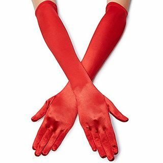 Rdeče satenske rokavice do opere 