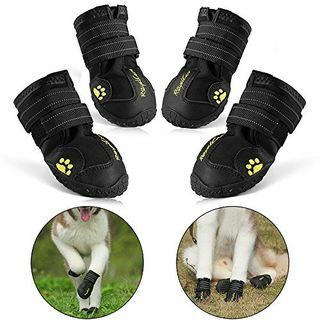 RoyalCare zaščitni pasji čevlji, komplet 4 neprepustnih mehkih pasjih čevljev za srednje in velike pse - črna (6 #)