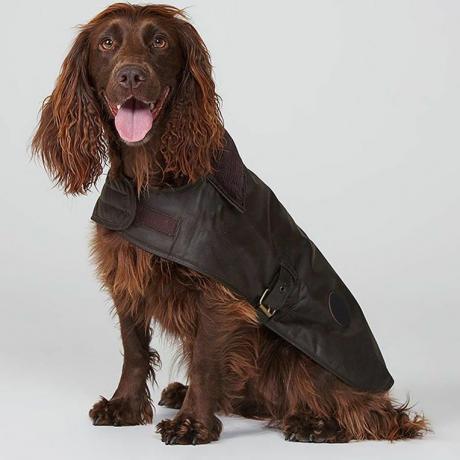 Barbour Waxed Dog Coat, Dark Brown