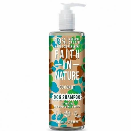 Faith In Nature šampon za pse z naravnim kokosom, brez veganov in krutosti, brez SLS ali parabenov, za razčesavanje, za kodraste dlake, 400 ml