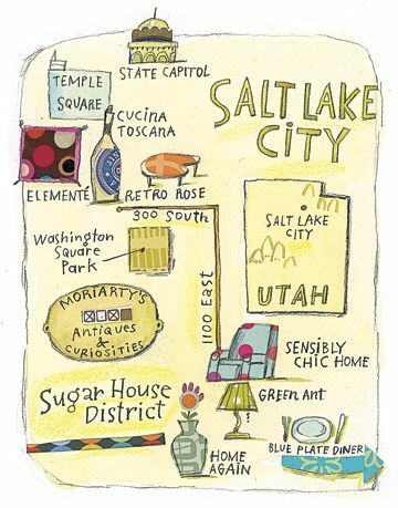Ilustriran zemljevid Salt Lake Cityja