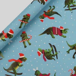Smučarski dinozavri Božični ovojni papir 