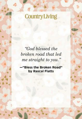 citat, na katerem piše, da je bog blagoslovil razbito cesto, ki me je vodila naravnost do vas